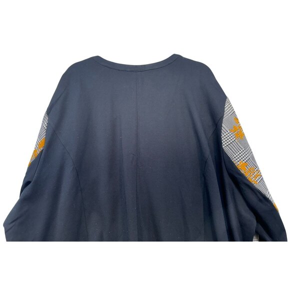 Catherines Womens Black Label Floral Houndstooth Long Cardigan 3X Black Yellow - Picture 10 of 10